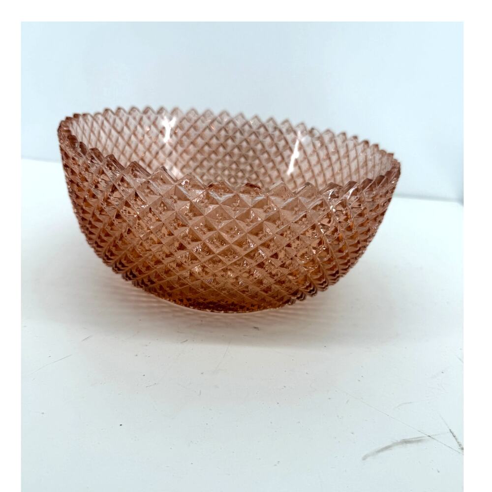 Anchor Hocking Miss America Pink Depression Glass Diamond Point Bowl 8 Inch